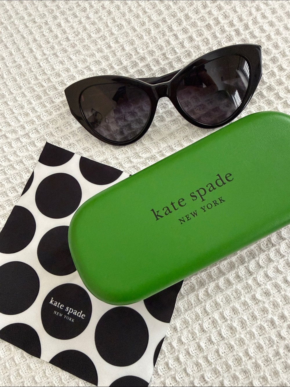 Kate Spade Black Cat-Eye Sunglasses with dark polarized lenses - Picture 3 of 11
